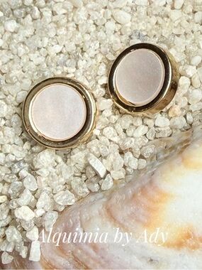 MOTHER OF PEARL Gold and Cream Round Stud Earrings
